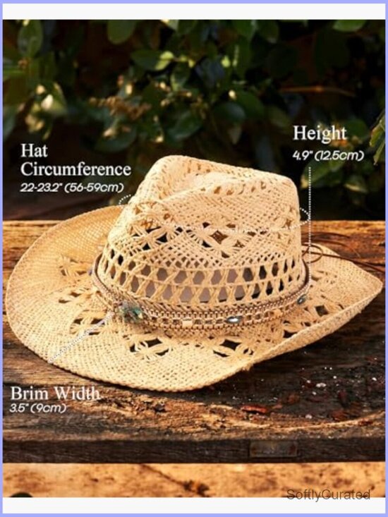 Straw Cowboy Hat with Interchangeable Bands, Wide Brim, Adjustable main image 5
